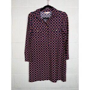 Jude Connally XS Navy Pink Geometric Tunic Dress Stretch Preppy USA